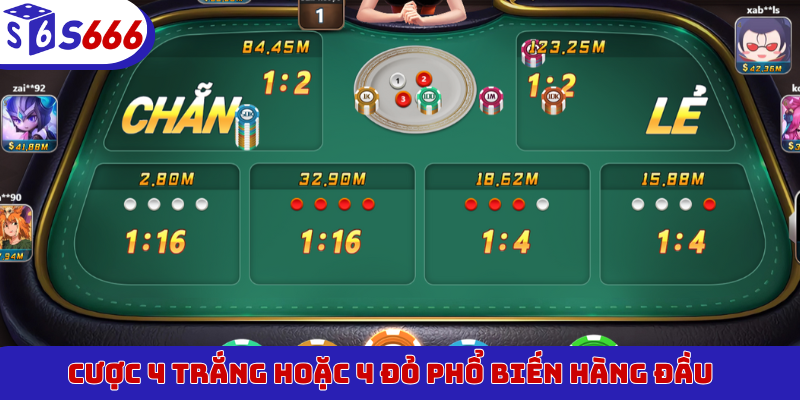 Cược 4 trắng hoặc 4 đỏ phổ biến hàng đầu