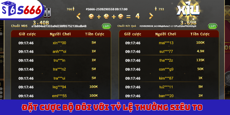 Đặt cược bộ đôi với tỷ lệ thưởng siêu to